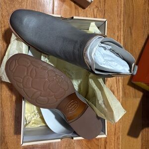 Kork-Ease Gray Leather Ankle Boots